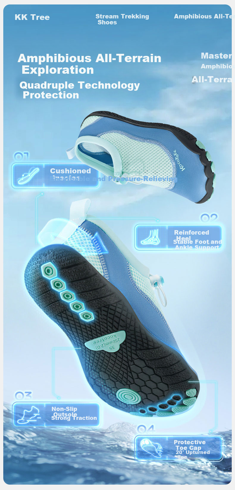 Kocotree KK Tree Kids Water Shoes Non-Slip Cut-Resistant Baby Beach and Water Play Shoes Dual-Use for Land and Water 4