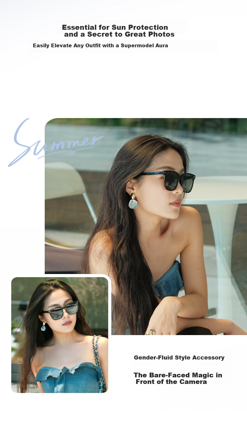 PARZIN Polarized Sunglasses Women [Zhou Ye Same Style] Black Oversized Square Face Slimming Glasses UV Protection Driving Sunglasses Men Gift 4