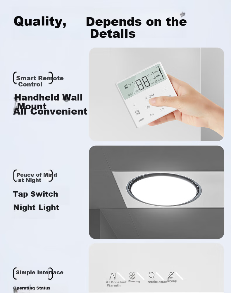 AUPU Smart Bathroom Heater Thermal Ring Grid Series AI Constant Temperature Platinum Deodorization Q360A3-Pro 17