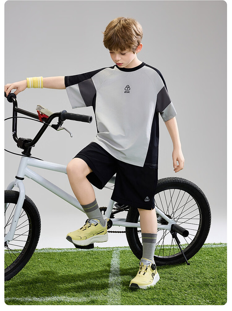 ASK JUNIOR Children's Quick-Dry Set Summer 2026 Boys' Short Sleeve T-Shirt and Sports Shorts Two-Piece Set 19