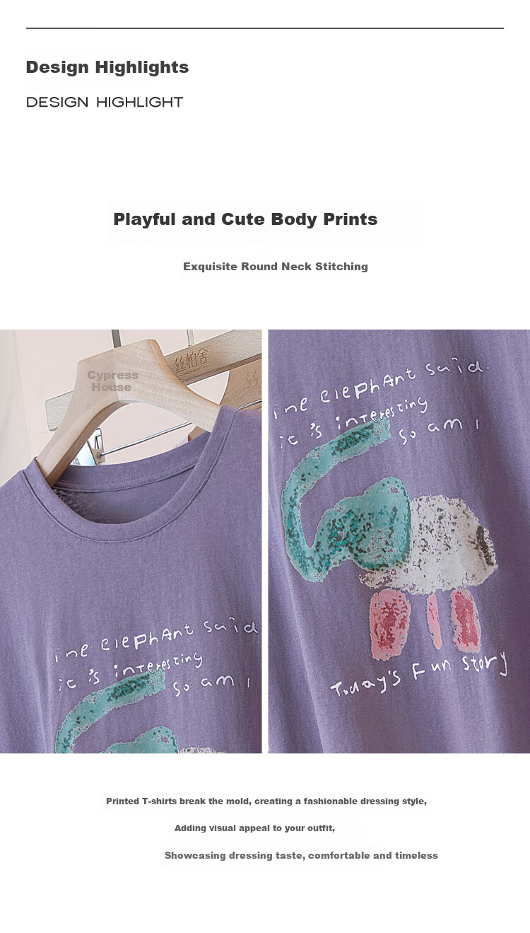 Cypress House Round Neck T-Shirt 2026 Summer New Women's Fashion Short Casual Pullover Short Sleeve Printed Top 3