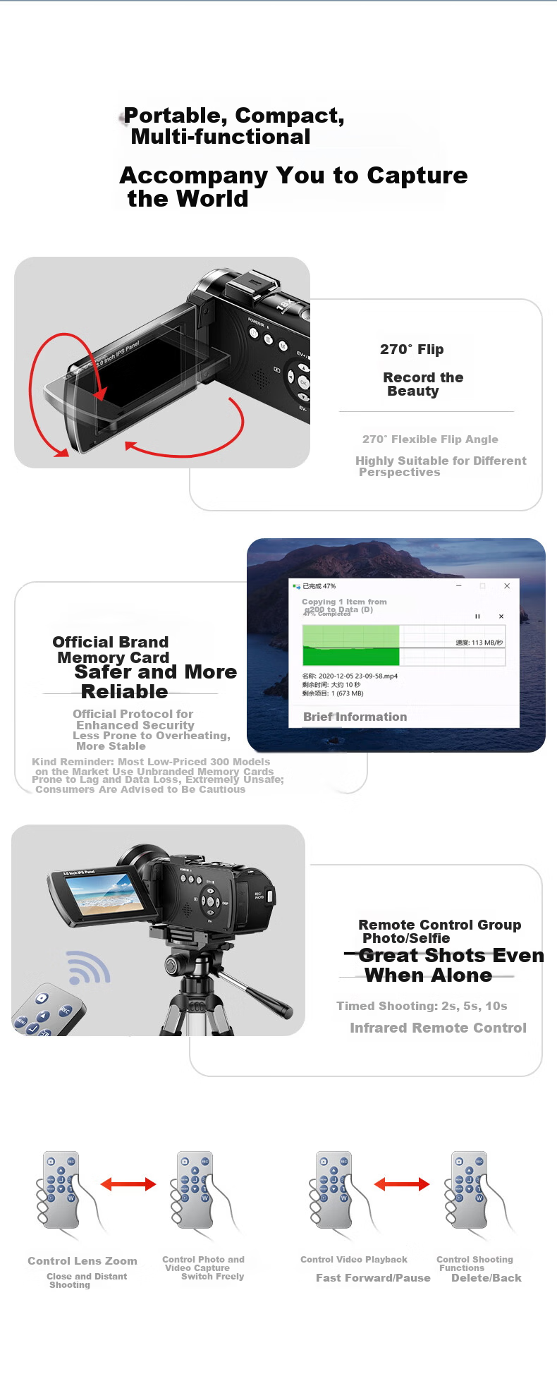 ORDRO Z36 4K HD Handheld DV Digital Video Camera 64MP Portable Vlog Short Video Home Travel Professional Anti-Shake Camcorder with Infrared Night Vision 16
