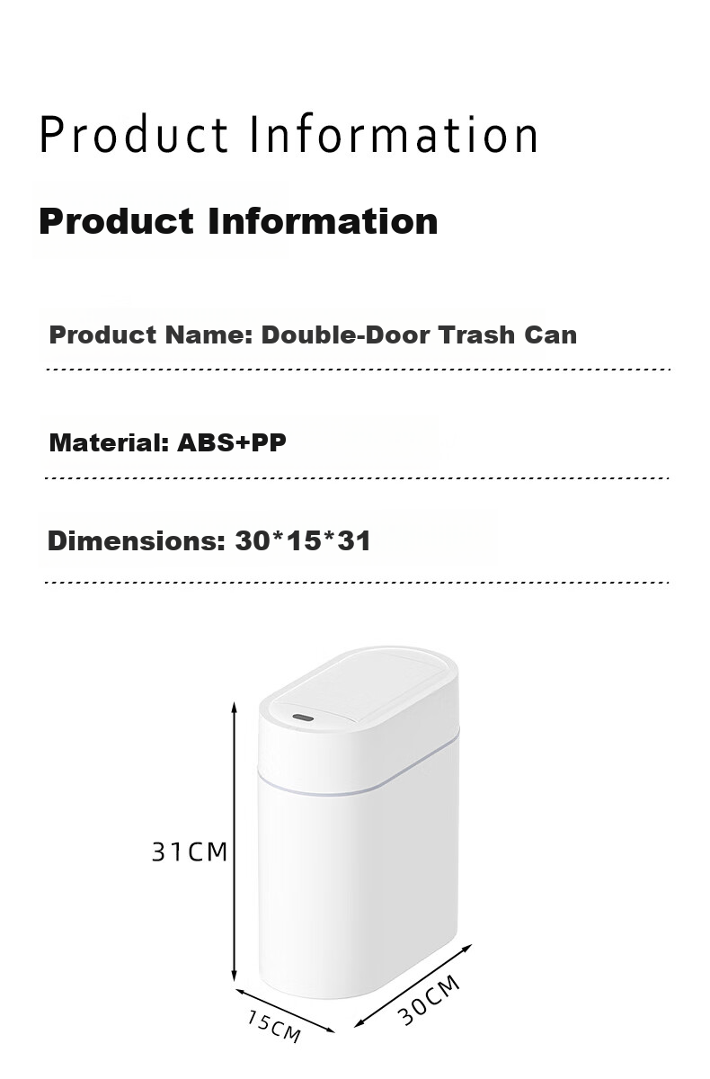 JAH 9L Smart Sensor Trash Can Dual Door Large Oval Induction Garbage Bin Battery Powered for Home Bathroom Toilet 15