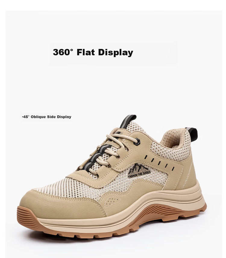 Jingtu Men's Summer Breathable Steel Toe Safety Work Shoes Anti-Smash Anti-Puncture Comfortable Durable 5039FBK Size 43 20