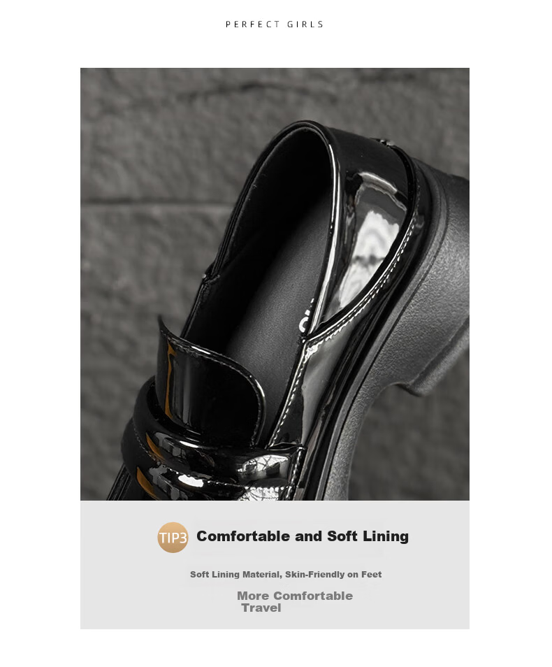 Global Lefu Women's Black Versatile Leather Shoes British Style Mary Jane Flats 15