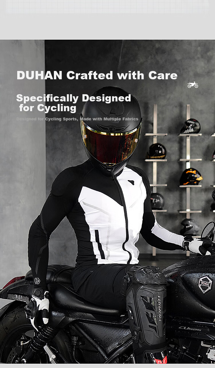 Duhan Wind Rider Motorcycle Riding Armor Jacket Unisex Breathable Quick-Dry Motorbike Riding Gear Anti-Fall CE Protective Gear Four Seasons White 2