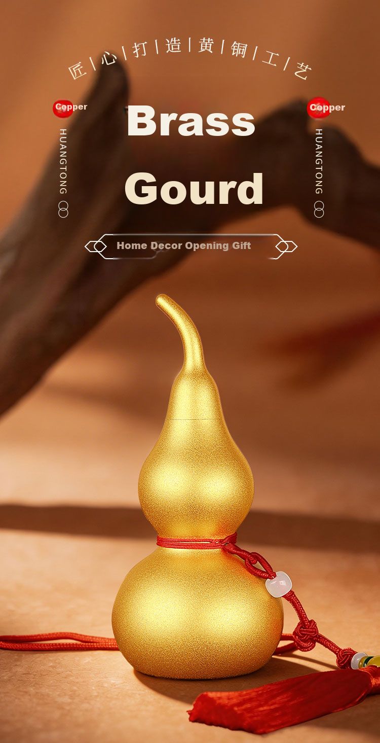 Bin Yue Copper Gourd Pendant Open Hollow Brass Matte Gold Gourd Ornament Small Copper Entryway Decoration Living Room Ornament 2
