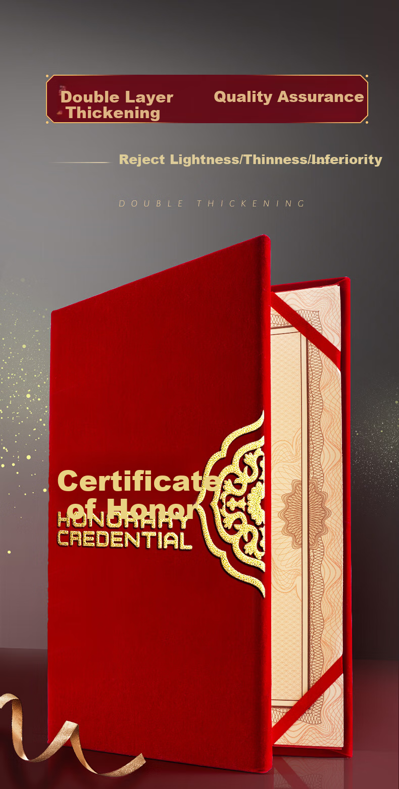Jinzhi A4 Honor Certificate Set 5 Books + 16 Inner Sheets 12K Award Certificate Excellent Employee Award Shell Premium Gold Stamping Company Annual Meeting Recognition Certificate 7