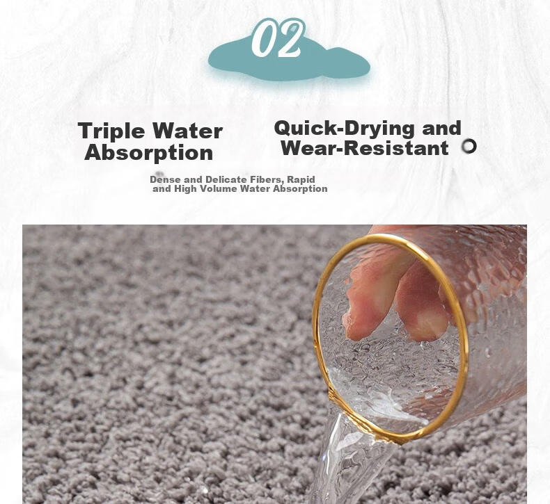 Chuangmaishi Bathroom Mat Absorbent Non-Slip Bath Mat Toilet Door Mat Quick-Dry Entrance Floor Mat 50x80cm 4