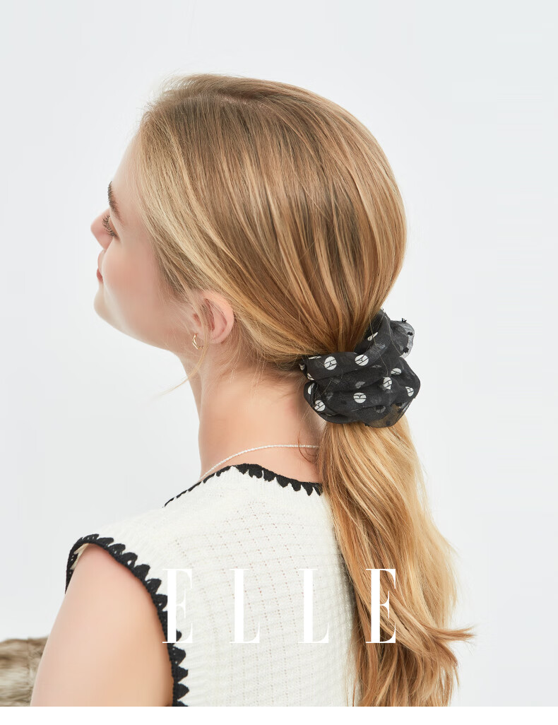 ELLE Fashion French Polka Dot Hair Tie, Ponytail Holder, Hair Band, Gift for Girlfriend 3