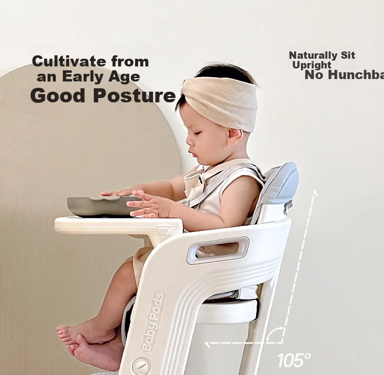 Babypods Baby High Chair Infant Dining Chair Household Children's Seat Multifunctional 2-in-1 Adjustable Feeding and Growth Chair 17