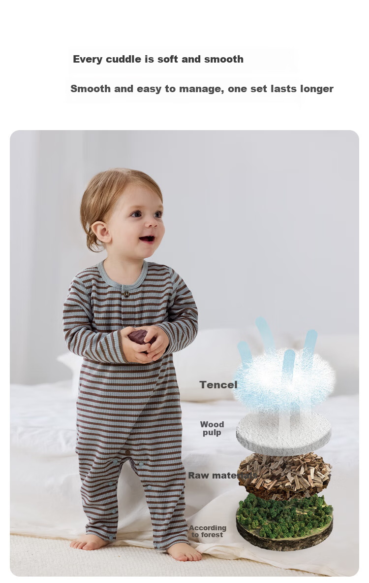 Babylove Baby Romper Spring and Autumn Striped Homewear Crawling Suit Sleepwear Modal Warm Clothing 7