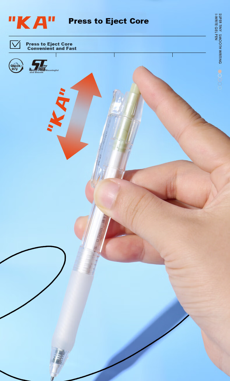 M&G i-write Quick-Dry Retractable Gel Pen 0.5mm Black Ink Student Exam Signature Pen ST Tip High-Quality 5pcs/Box AGP810X5 9