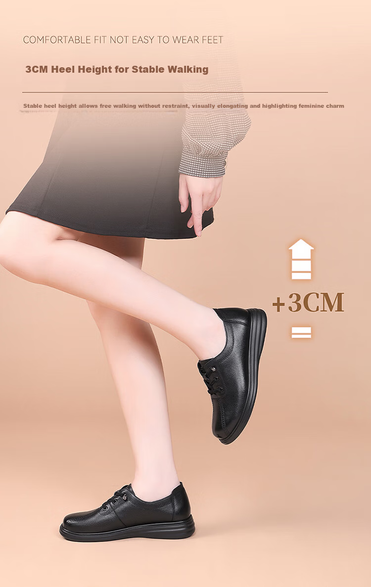 Red Dragonfly Women's New British Style Casual Comfortable Leather Breathable Soft Sole Commuting Work Shoes WTB353851 Black Size 38 4
