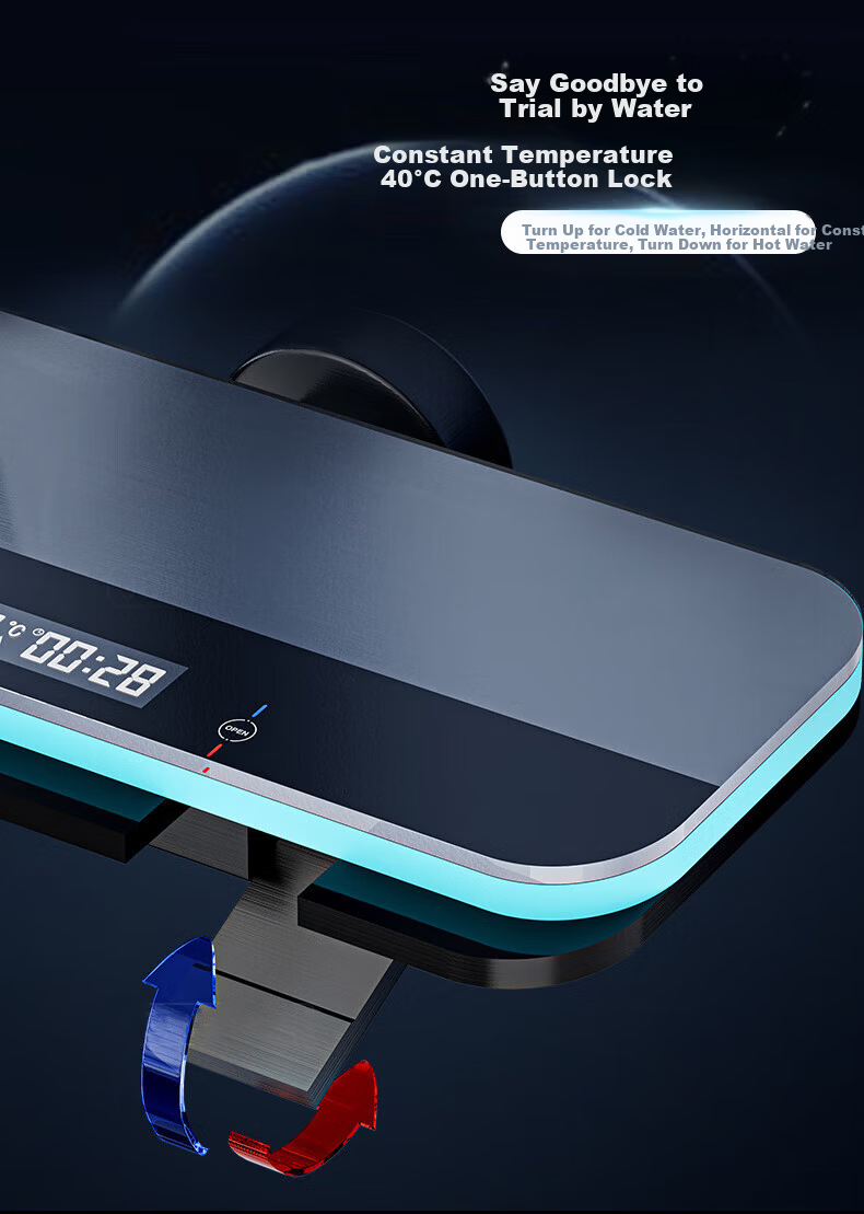 IVORPO [Germany] Smart Thermostatic Digital Display Self-Cleaning Shower Head Set Integrated Complete Shower System 9