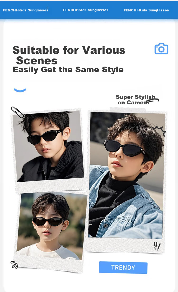 FENCHI Cat Eye Kids Sunglasses Boys Stylish Large Kids New Polarized UV Protection Girls Baby Sunglasses 2