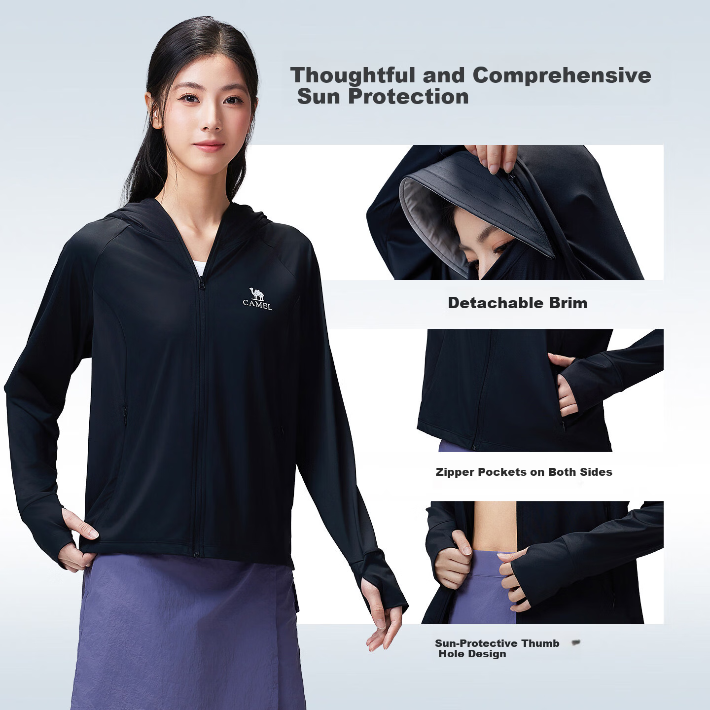 CAMEL Outdoor Cooling White Skin Sunscreen Jacket Unisex 26 Spring Summer New Cool Breathable UV Protection Coat R169