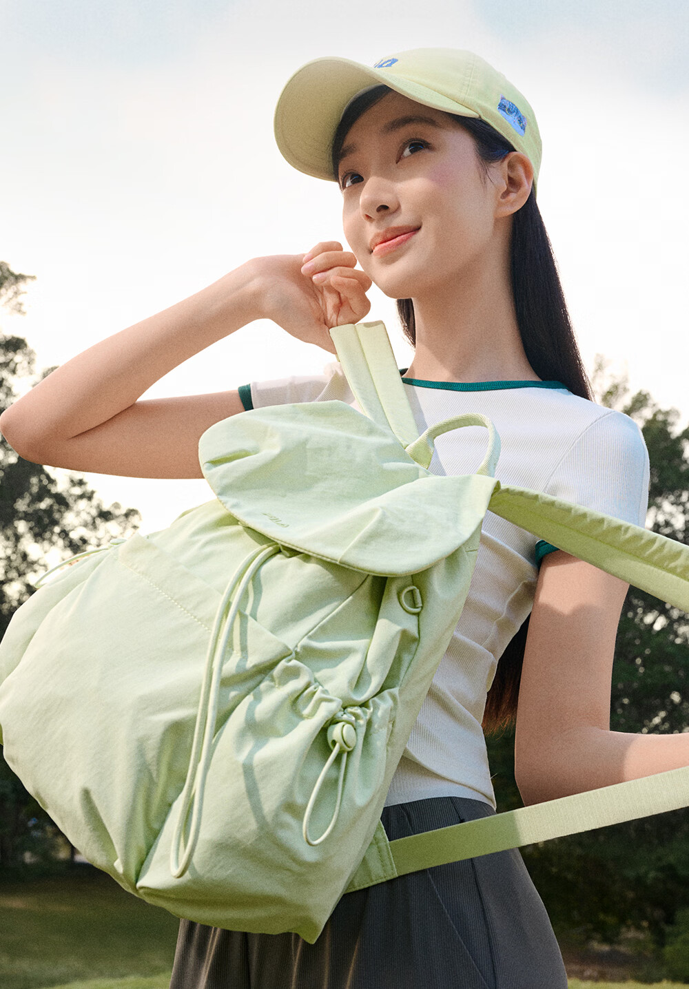 FILA Han So-hee Style Official Women's Summer Macaron Multi-Pocket Backpack School Bag Casual Bag 7