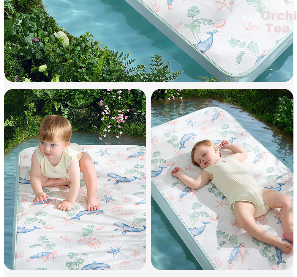 Betis Baby Cooling Mat A-Class Ramie Cooling Pad for Babies Children's Kindergarten Nap Bed Mat Holiday Garden 100*56cm 35