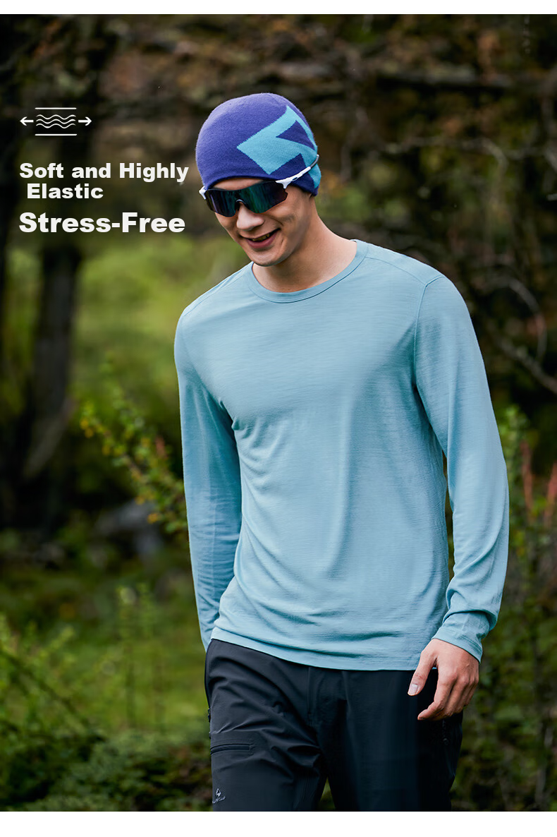 Toread Merino Wool Long Sleeve T-Shirt Men Spring Summer Outdoor Quick-Dry Breathable Lightweight High Elasticity Hiking Sports Base Layer 4