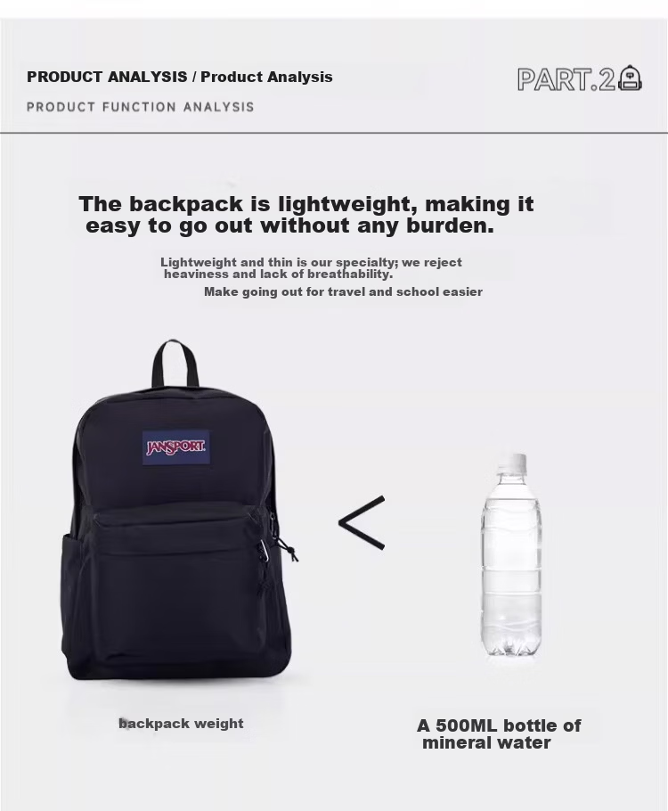 JANSPORT Jasper Backpack Women's Student School Bag Men's Sports Casual Solid Color Backpack 4QUT5M9 Dusk Purple 4