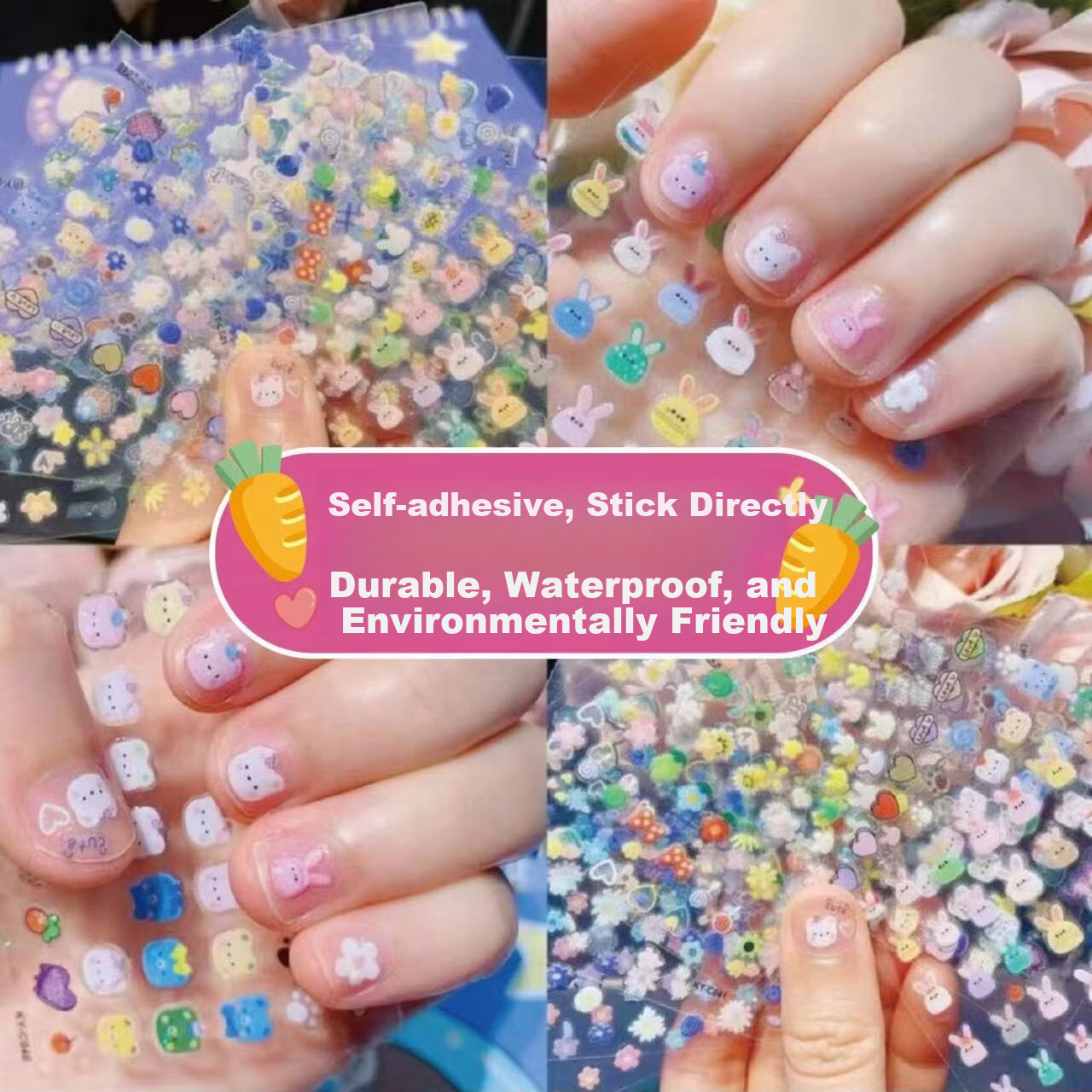Mili Children's Night Glow Nail Stickers Non-Toxic Waterproof Girls Nail Art 3-6 Years Old Preschool Educational Toy 2