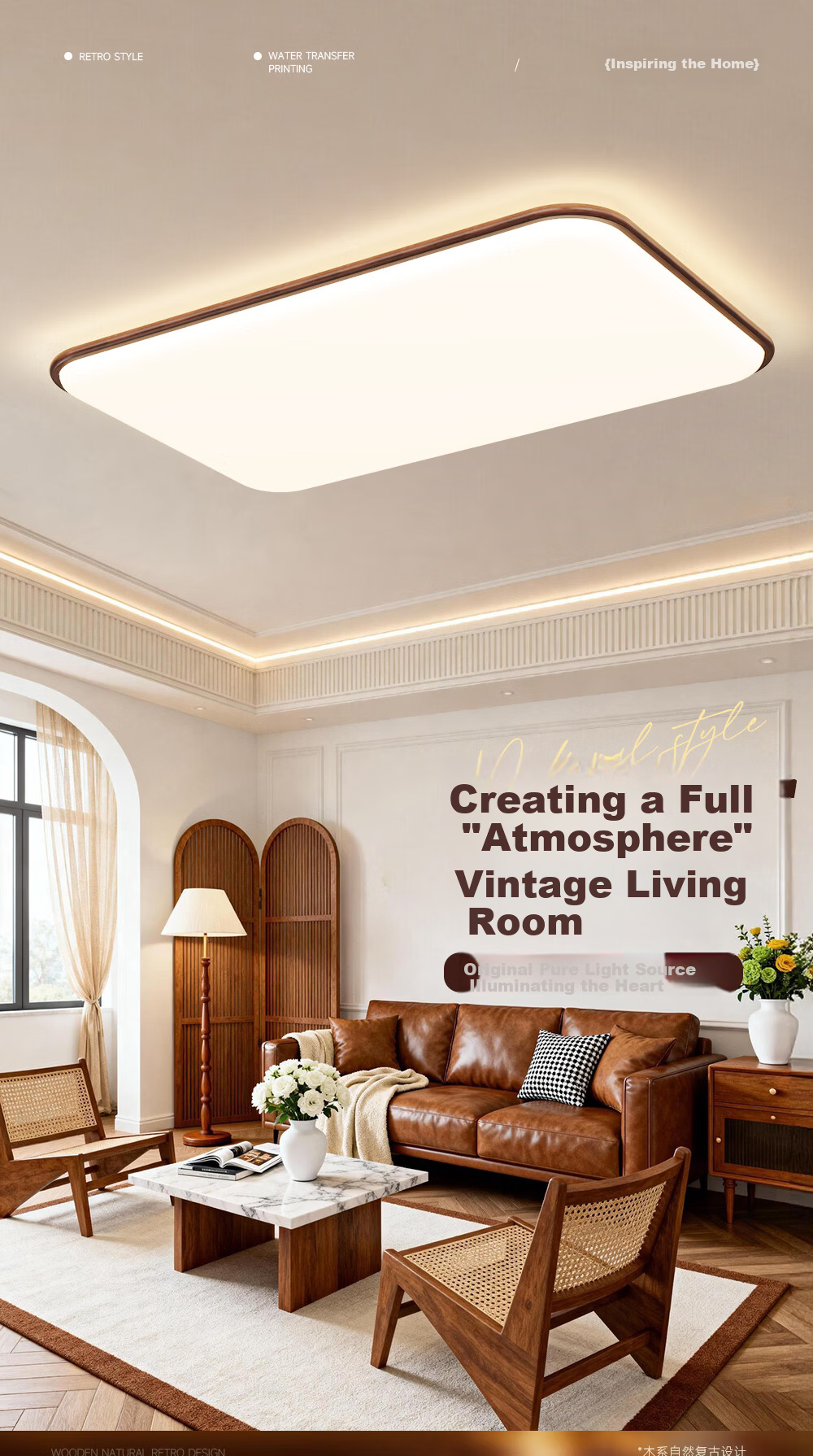 Kuka LED Ceiling Light Vintage Style Eye Protection Ultra-thin PRi Living Room Bedroom Lamp 40CM Round - Three Colors [Installation Included] 1