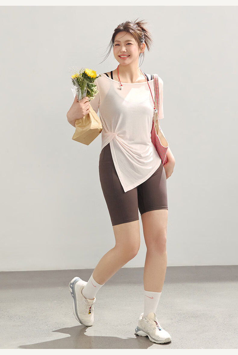 Langsha Women's Sports Pullover Summer Quick-Dry Tencel T-Shirt Plus Size Yoga Fitness Short Sleeve Sportswear 12