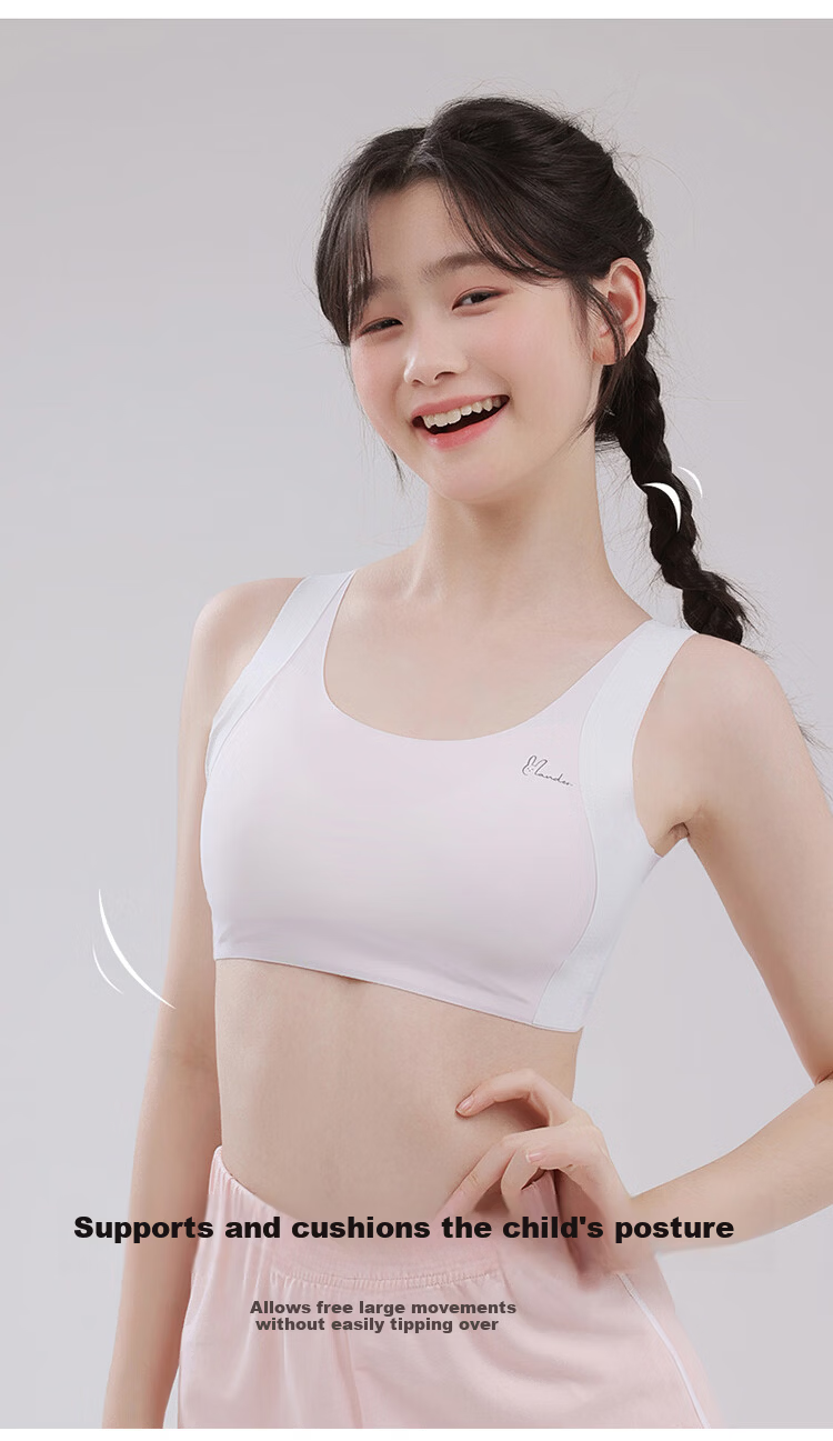 Tingmei [Class A] Developmental Girls' Seamless Invisible Sports Posture Correction Shockproof Teen Bra for Middle and High School Students 9
