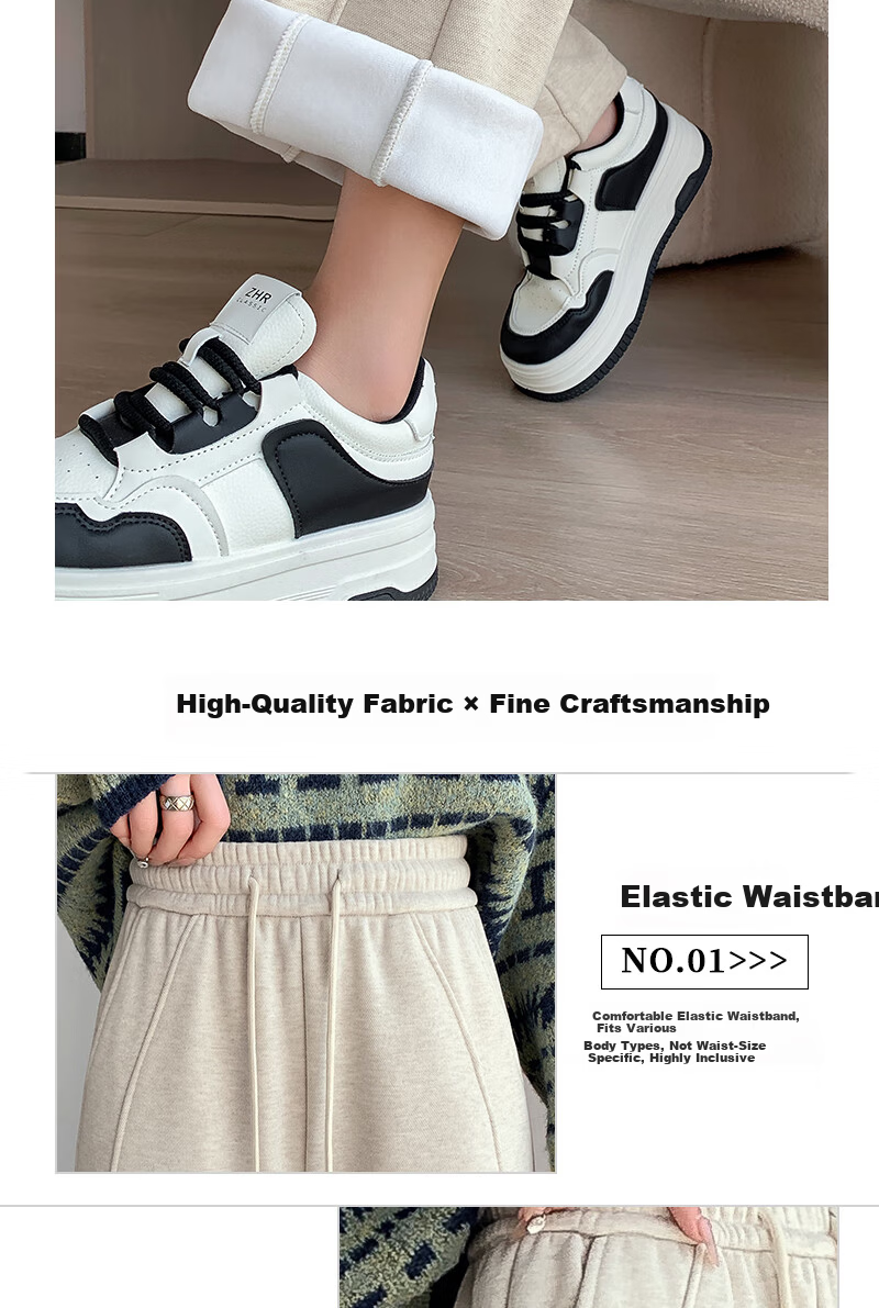 Free Style Wide-Leg Pants for Women Autumn Winter Fleece Lined New High Waist Slimming Loose Draped Banana Straight Narrow Wool Casual Trousers 10