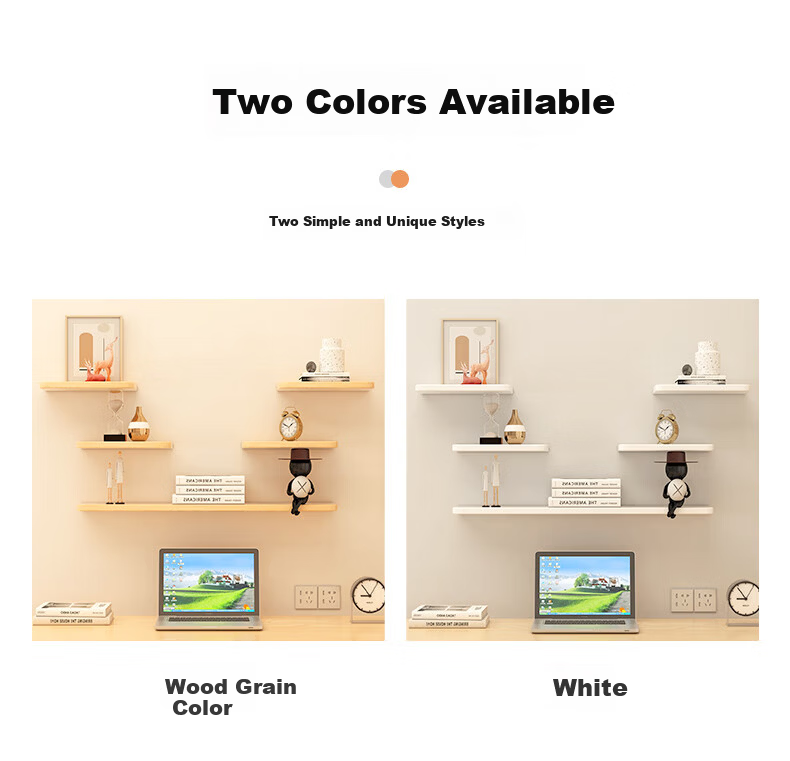 Fanshe Living Room Wall Shelf Storage Rack, Bedroom Bedside Simple Storage Bookshelf White Set 3