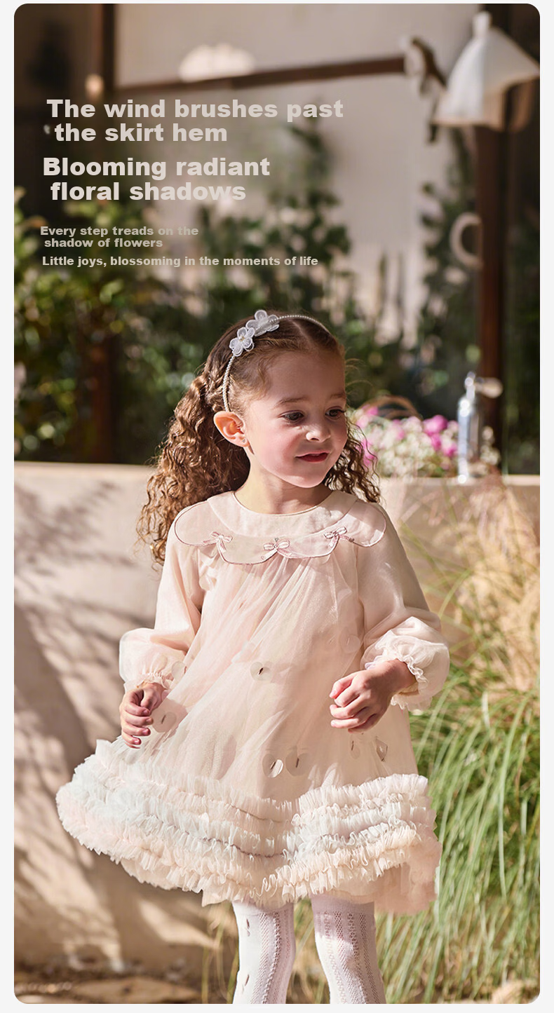 DAVE & BELLA Girls' Spring Dress Children's Stylish Mesh Princess Dress 2