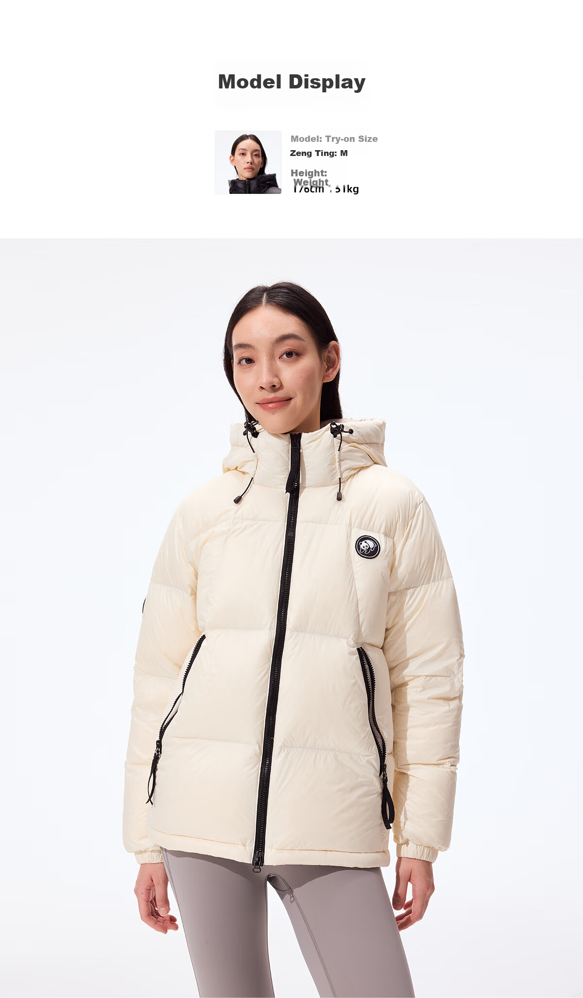 Panda Camel [Warm Pupu] Down Jacket Autumn Winter Ski Mountaineering Thickened Coat 9619X5 Phantom Black, XL 28