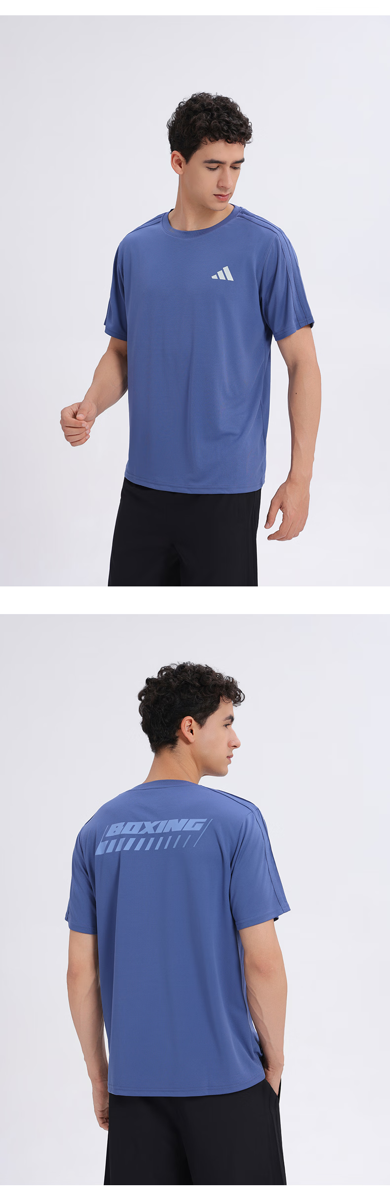 Adidas 2026 New Men's Summer Lightweight Quick-Dry Short Sleeve Outdoor Sports Crew Neck Casual T-Shirt Blue 3XL 9