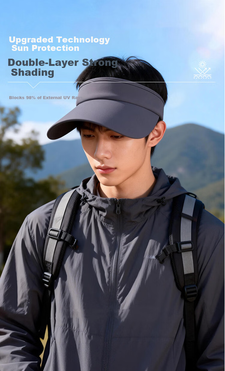 Dusenna Unisex Sun Protection Hat Summer Face-Shielding UV Protection Baseball Cap Running Visor Open-Top Hat 4
