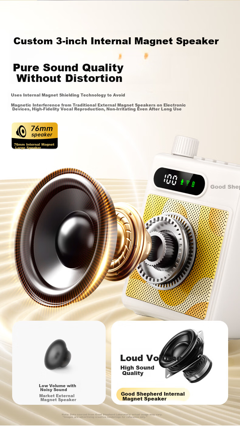 Good Shepherd Little Bee Amplifier Teaching Teacher Special Anti-Howling Wireless Lavalier Microphone High Power Classroom Training Tour Guide Outdoor Portable Bluetooth Speaker 7