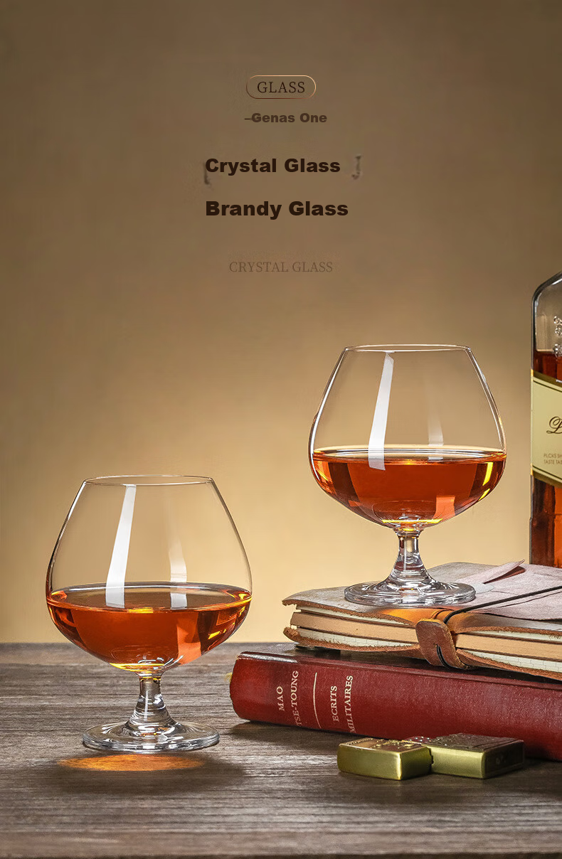 CRISTALGLASS Brandy Glasses Crystal Thickened Whiskey Glasses Set of 2 Short Stem Cognac Glasses 1