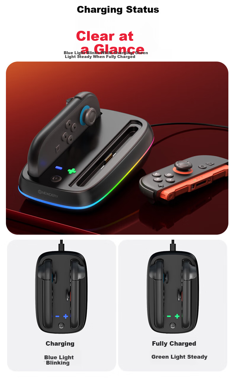 NEWDERY Nintendo Switch 2 Screen Casting Cable Portable Dock NS Expansion Dock Converter TV Connection Cable OLED Video Adapter 2nd Generation Gaming Handheld Accessory 6