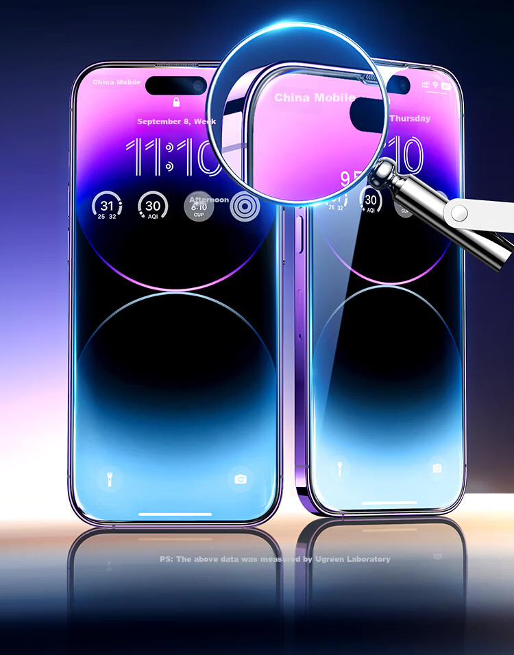 UGREEN Tempered Glass Screen Protector for iPhone 13/14/17e/16e, Full Coverage Crystal Clear Anti-Fingerprint Anti-Drop Film for iPhone 13/16e/13 Pro 5