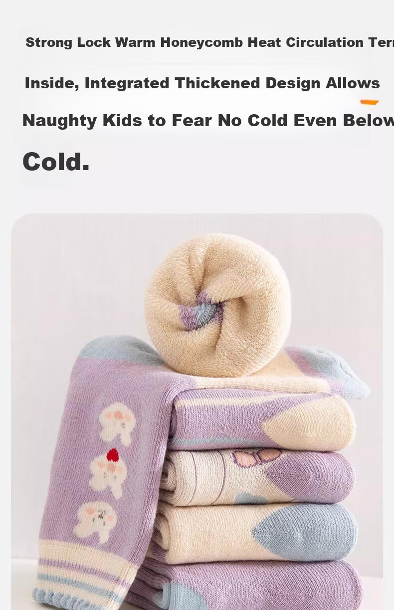 Mianqixiong Girls' Thick Terry Long Plush Warm Cotton Socks Autumn Winter 6-8 Years 4
