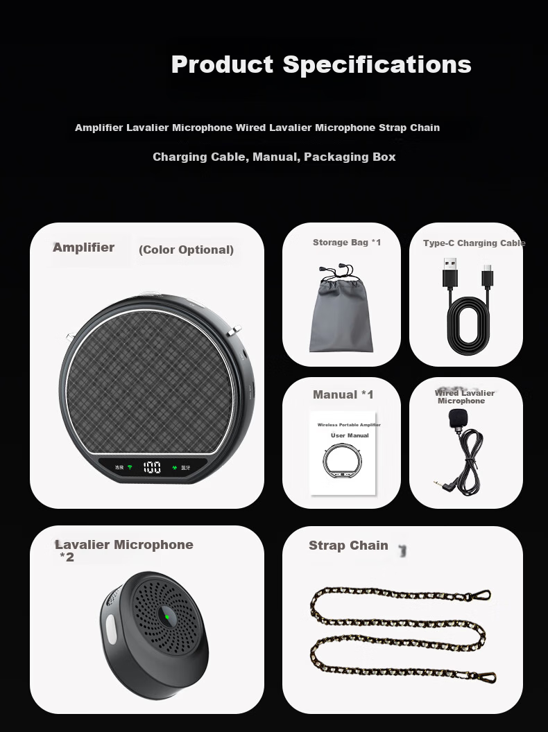 ALittleFlower Super Loud Volume Wireless Clip-on Microphone Teacher's Amplifier Noise-Canceling Anti-Howling Portable Outdoor Tour Guide Speaker 10