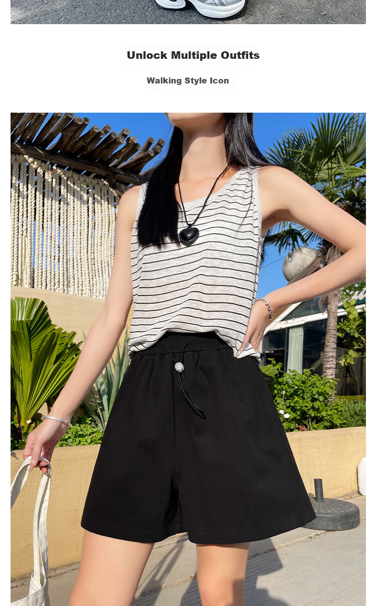 Borui Women's Summer Thin High-Waist A-Line Pure Cotton Slimming Wide-Leg Five-Point Shorts 2026 New Style 4