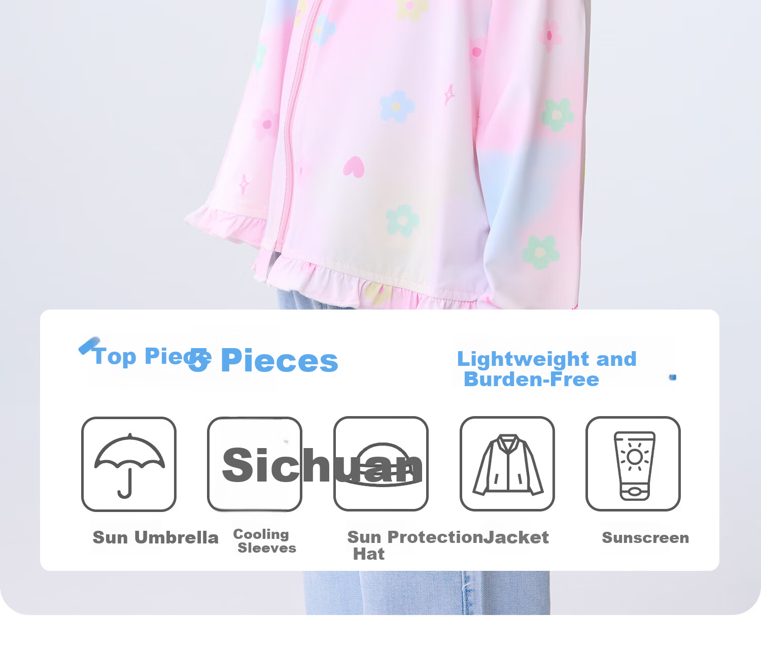 Banxidi Girls' Summer Sun Protection Jacket UPF50+ Children's Ice Silk Lightweight Baby Skin Jacket UV Protection 12