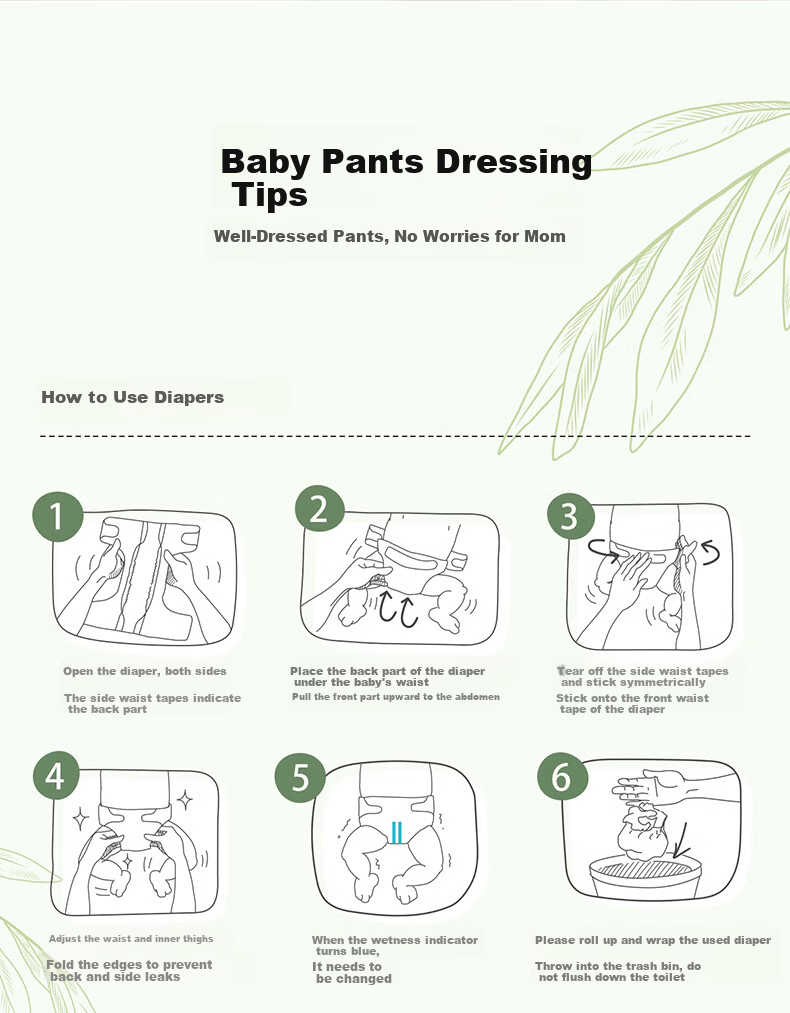 Jiaying Olive Luxury Baby Diapers M Size 44pcs (4-8KG) Ultra-thin Breathable Soft Baby Nappies 9
