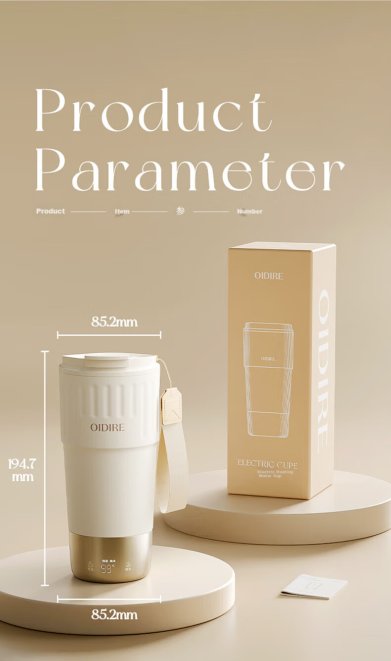 OIDIRE Electric Heating Cup Portable Electric Kettle Thermostatic Insulated Water Cup Small Travel Fast Heating Boiling Cup 400ML ODI-DRB6 16