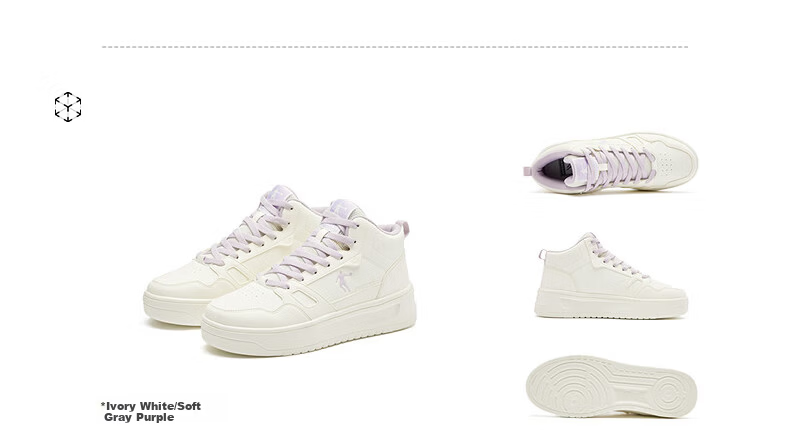 QIAODAN Women's High-Top Sneakers Casual Sports Shoes Waterproof Leather Thick-Soled Shock-Absorbing Running Shoes for Autumn and Winter 42