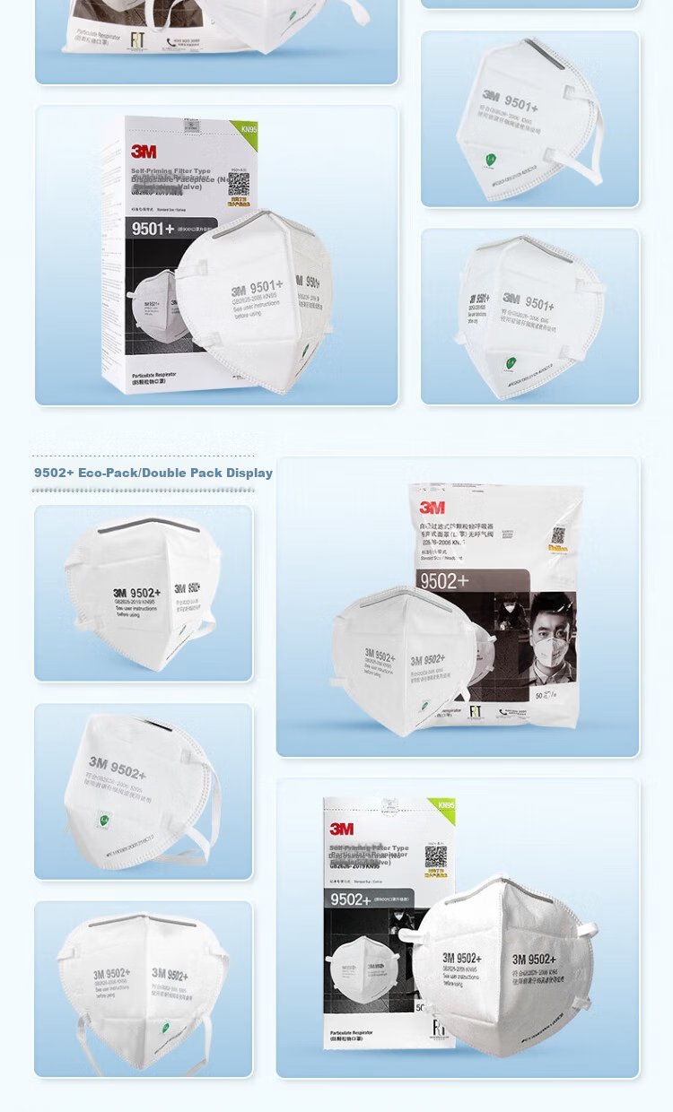 3M 9502+ Particulate Respirator Mask (Headband Type) Eco Pack 50pcs/Bag 1 Bag 9
