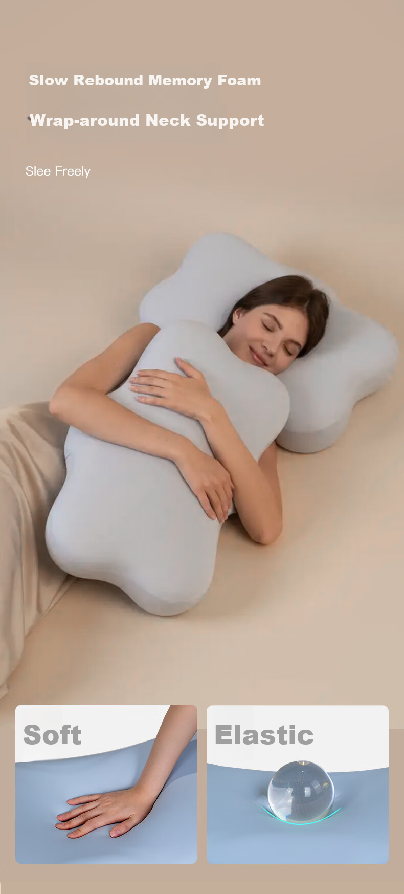 Minicute Memory Foam Cervical Pillow Bionic Butterfly Shape Neck Support Pillow Slow Rebound Side Sleep Pillow Core for Deep Sleep 4