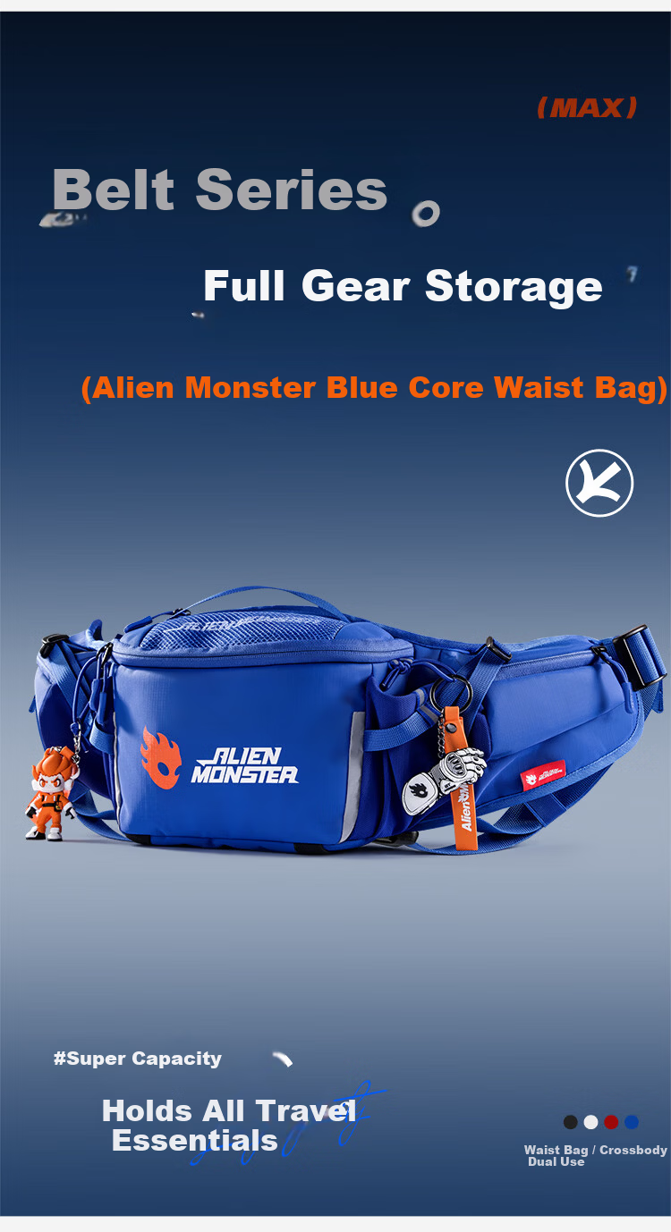 Alien Monster Blue Core Motorcycle Waist Bag Chest Bag Waterproof Riding Gear Protective Multifunctional Storage Bag Large Capacity Blue 2