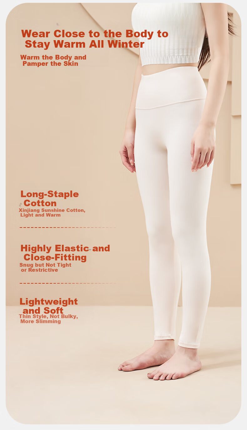 LangSha Women's Cotton Thermal Pants 10A Antibacterial Warmth Anti-Static Comfortable Soft Stretch Breathable High-Waist Single Thermal Leggings 4